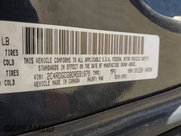 2013 Dodge Grand Caravan SXT z VIN 2C4RDGCG8DR591879, wystawiony jako IAAI lot #43464966 z przebiegiem 154 951 mil mil oraz . Historia ofert i sprzedaży dostępna na DreamBid. Obrazek 9.