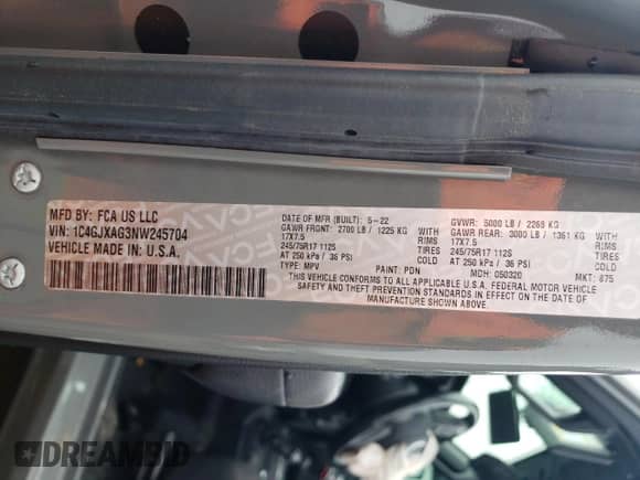 2022 Jeep Wrangler Willys с VIN 1C4GJXAG3NW245704, выставлен на аукционе Copart как лот 49085604 с пробегом 16 426 миль миль и . История ставок и продаж доступна на DreamBid. Изображение 13.