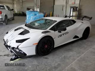 2023 Lamborghini Huracan with VIN ZHWUA6ZX2PLA25552, listed as a Copart auction lot 60155094 with 1,142 mi miles and Salvage title. Bid and sale history available at DreamBid. Image 1.
