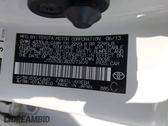 2013 Toyota Prius Two с VIN JTDZN3EU8D3273679, выставлен на аукционе IAAI как лот 43343500 с пробегом 105 338 миль миль и . История ставок и продаж доступна на DreamBid. Изображение 9.