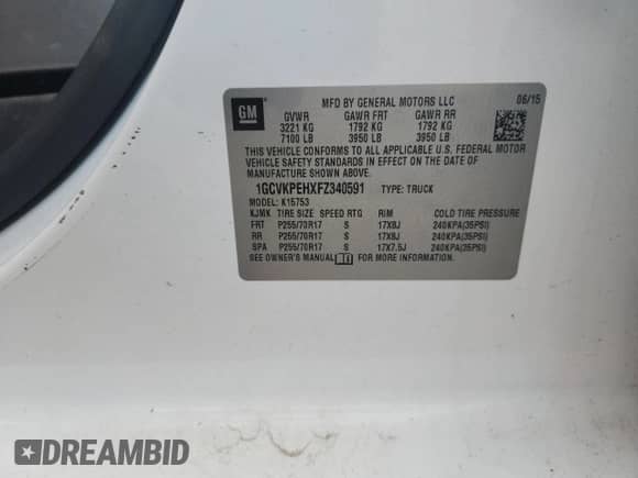 2015 Chevrolet Silverado 1500 Work Truck с VIN 1GCVKPEHXFZ340591, выставлен на аукционе Copart как лот 85056355 с пробегом 179 784 миль миль и Чистый • Clean title. История ставок и продаж доступна на DreamBid. Изображение 12.