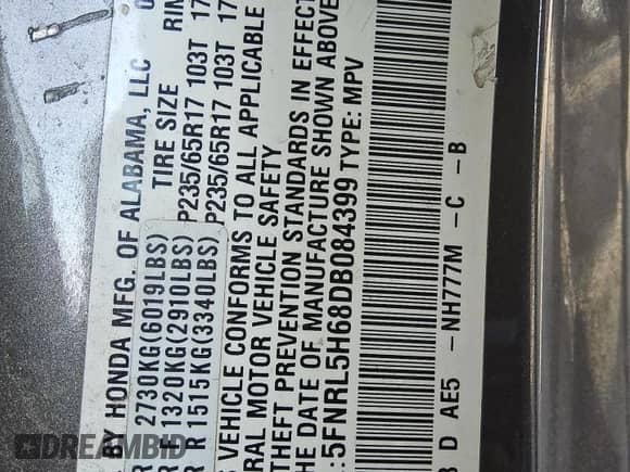 2013 Honda Odyssey EX-L z VIN 5FNRL5H68DB084399, wystawiony jako Copart lot #71293185 z przebiegiem 210 097 mil mil oraz Czysty tytuł • Clean title. Historia ofert i sprzedaży dostępna na DreamBid. Obrazek 13.