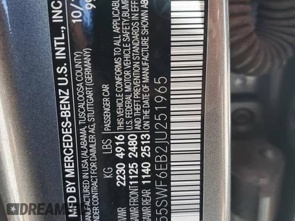 2018 Mercedes-Benz C 43 AMG с VIN 55SWF6EB2JU251965, выставлен на аукционе Copart как лот 67585245 с пробегом 75 579 миль миль и Списание • Salvage title. История ставок и продаж доступна на DreamBid. Изображение 13.