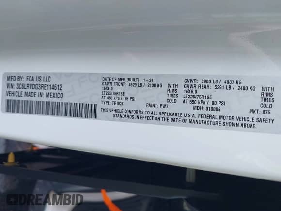 2024 Ram ProMaster Cargo Tradesman с VIN 3C6LRVDG3RE114612, выставлен на аукционе IAAI как лот 42658014 с пробегом 14 638 миль миль и . История ставок и продаж доступна на DreamBid. Изображение 9.