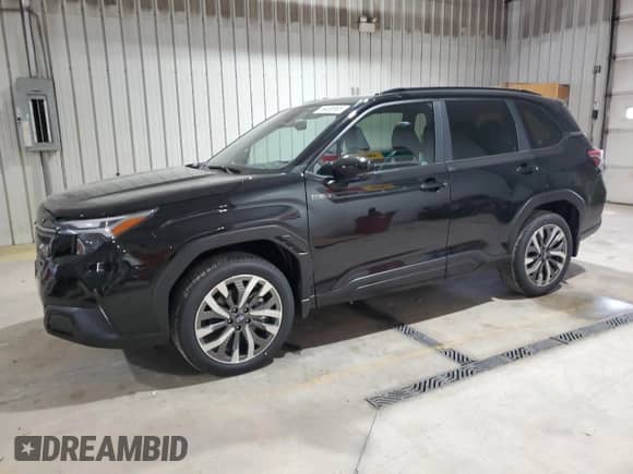 2025 Subaru Forester Touring Hybrid z VIN JF2SLSTD3SH408203, wystawiony jako Copart lot #59468965 z przebiegiem 89 mil mil oraz Szkoda całkowita • Salvage title. Historia ofert i sprzedaży dostępna na DreamBid. Obrazek 1.