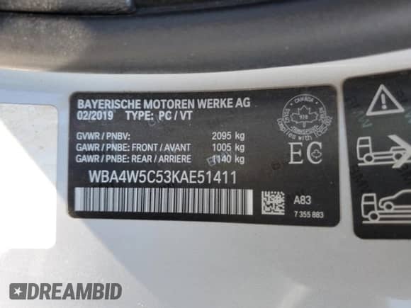 2019 BMW 4 Series 430i xDrive z VIN WBA4W5C53KAE51411, wystawiony jako Copart lot #67192495 z przebiegiem 96 472 mil mil oraz Nie do naprawy • Non repairable. Historia ofert i sprzedaży dostępna na DreamBid. Obrazek 12.