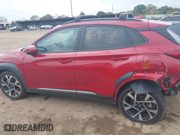 2022 Hyundai Kona Limited with VIN KM8K5CA30NU909498, listed as a IAAI auction lot 43451526 with 6,115 mi miles and . Bid and sale history available at DreamBid. Image 14.