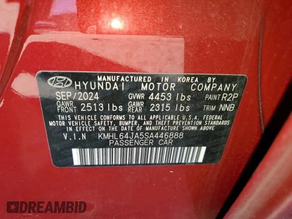 2025 Hyundai Sonata SEL с VIN KMHL64JA5SA446888, выставлен на аукционе Copart как лот 85906445 с пробегом 21 048 миль миль и Чистый • Clean title. История ставок и продаж доступна на DreamBid. Изображение 12.