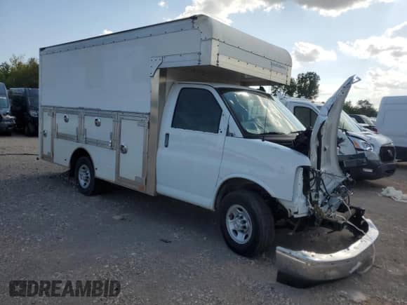 2023 Chevrolet Express Commercial with VIN 1GB0GRF71P1107944, listed as a Copart auction lot 69027935 with Not provided miles and Clean title. Bid and sale history available at DreamBid. Image 4.