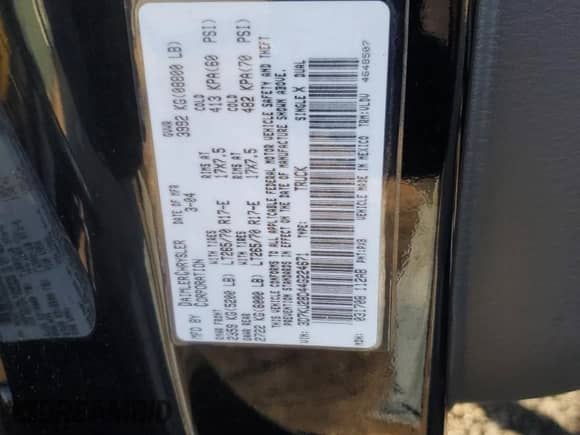 2004 Dodge 2500 SLT z VIN 3D7KU28D44G224671, wystawiony jako Copart lot #82541385 z przebiegiem 155 351 mil mil oraz Szkoda całkowita • Salvage title. Historia ofert i sprzedaży dostępna na DreamBid. Obrazek 12.