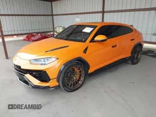 2023 Lamborghini Urus Performante with VIN ZPBUC3ZL6PLA25073, listed as a IAAI auction lot 41450564 with 13,945 mi miles and . Bid and sale history available at DreamBid. Image 2.