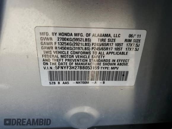 2011 Honda Pilot LX с VIN 5FNYF3H27BB053159, выставлен на аукционе Copart как лот 81764805 с пробегом 136 267 миль миль и Списание • Salvage title. История ставок и продаж доступна на DreamBid. Изображение 13.