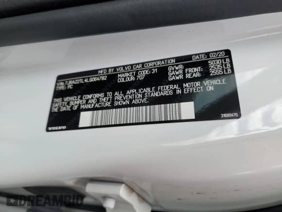 2020 Volvo S60 Inscription с VIN 7JRA22TL4LG064782, выставлен на аукционе Copart как лот 46725454 с пробегом 37 981 миль миль и . История ставок и продаж доступна на DreamBid. Изображение 12.