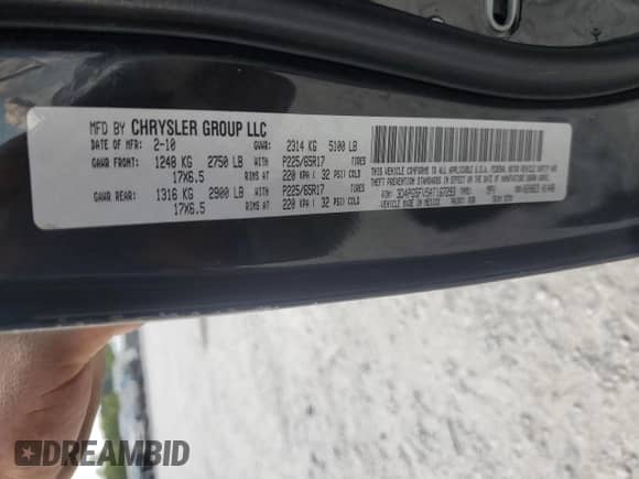 2010 Dodge Journey SXT with VIN 3D4PG5FV5AT167293, listed as a Copart auction lot 70845965 with 216,350 mi miles and Clean title. Bid and sale history available at DreamBid. Image 14.
