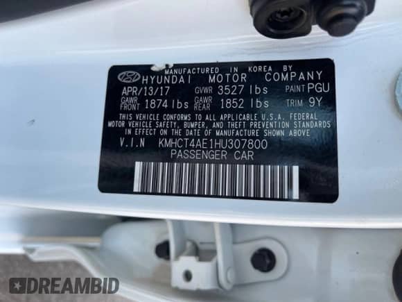 2017 Hyundai Accent SE с VIN KMHCT4AE1HU307800, выставлен на аукционе Copart как лот 90055395 с пробегом 140 648 миль миль и Чистый • Clean title. История ставок и продаж доступна на DreamBid. Изображение 10.