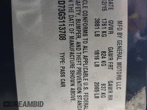 2016 Chevrolet Corvette 1LT with VIN 1G1YA2D73G5113708, listed as a Copart auction lot 55636503 with 48,000 mi miles and . Bid and sale history available at DreamBid. Image 12.