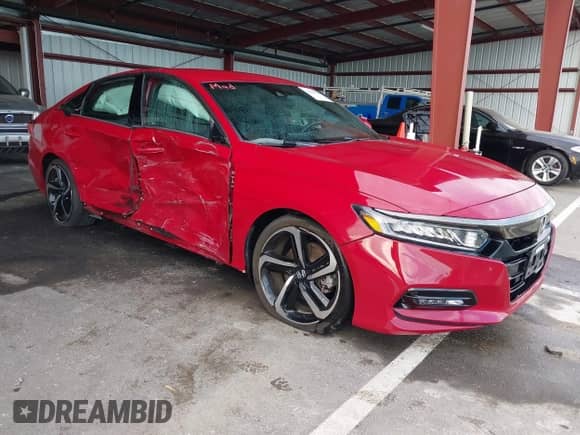 2018 Honda Accord Sport with VIN 1HGCV1F30JA118746, listed as a IAAI auction lot 43294630 with 74,659 mi miles and . Bid and sale history available at DreamBid. Image 1.