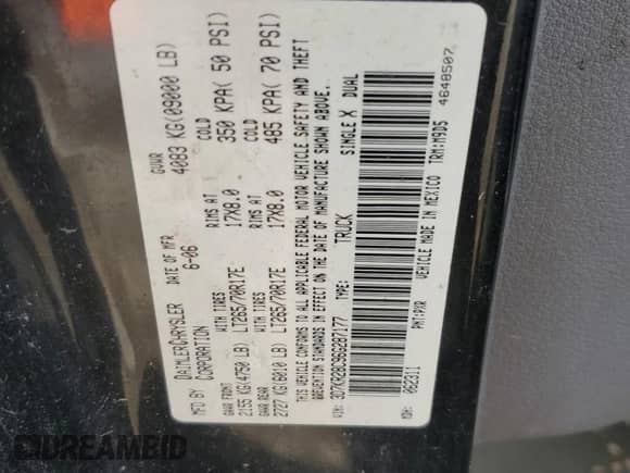 2006 Dodge 2500 ST with VIN 3D7KR28C96G287177, listed as a Copart auction lot 82641485 with 189,219 mi miles and Clean title. Bid and sale history available at DreamBid. Image 12.