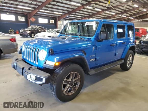 2022 Jeep Wrangler Unlimited Sahara Altitude с VIN 1C4HJXEG0NW255315, выставлен на аукционе Copart как лот 87821535 с пробегом 40 113 миль миль и Чистый • Clean title. История ставок и продаж доступна на DreamBid. Изображение 1.