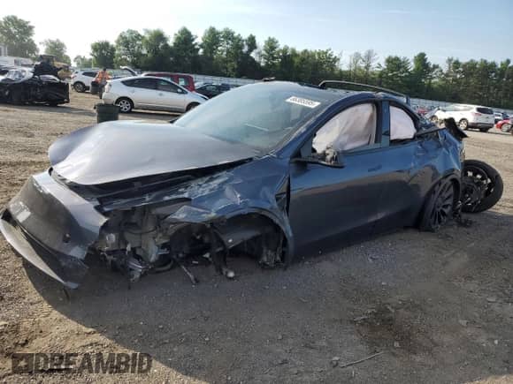 2022 Tesla Model Y Performance with VIN 7SAYGDEF8NF546690, listed as a Copart auction lot 66385595 with 53,384 mi miles and Salvage title. Bid and sale history available at DreamBid. Image 1.