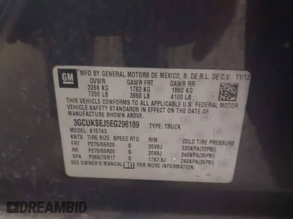 2014 Chevrolet Silverado 1500 LTZ z VIN 3GCUKSEJ5EG296189, wystawiony jako IAAI lot #42941946 z przebiegiem 196 524 mil mil oraz . Historia ofert i sprzedaży dostępna na DreamBid. Obrazek 9.