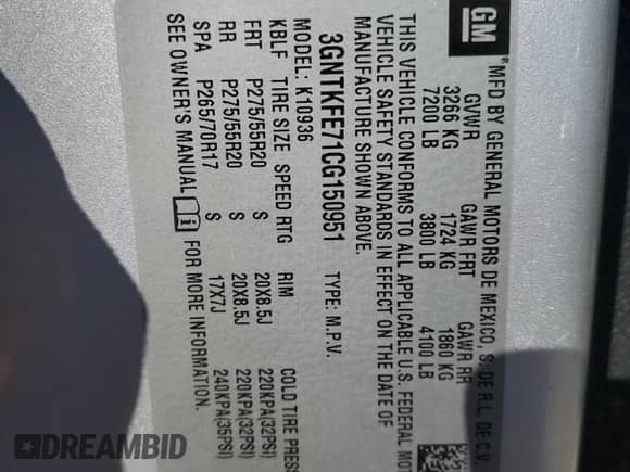 2012 Chevrolet Avalanche LT с VIN 3GNTKFE71CG150951, выставлен на аукционе Copart как лот 41843935 с пробегом 147 356 миль миль и Списание • Salvage title. История ставок и продаж доступна на DreamBid. Изображение 12.