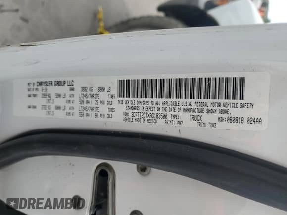 2010 Dodge 2500 SLT with VIN 3D7TT2CTXAG183500, listed as a Copart auction lot 67798855 with 104,053 mi miles and Salvage title. Bid and sale history available at DreamBid. Image 12.