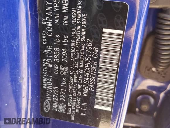 2023 Hyundai Elantra SEL с VIN KMHLS4AGXPU517962, выставлен на аукционе Copart как лот 85367655 с пробегом 99 405 миль миль и Списание • Salvage title. История ставок и продаж доступна на DreamBid. Изображение 12.