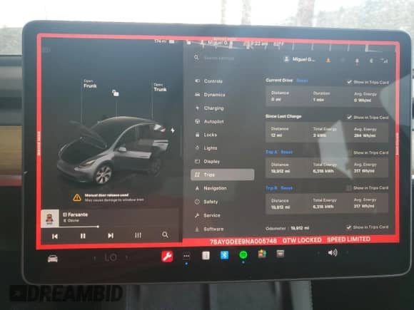 2022 Tesla Model Y Long Range with VIN 7SAYGDEE9NA005748, listed as a Copart auction lot 62662084 with 19,912 mi miles and Non repairable. Bid and sale history available at DreamBid. Image 9.