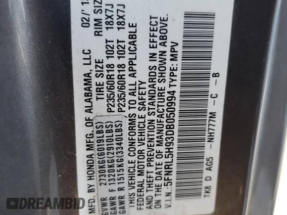 2013 Honda Odyssey Touring z VIN 5FNRL5H93DB050994, wystawiony jako Copart lot #89448415 z przebiegiem 138 294 mil mil oraz Czysty tytuł • Clean title. Historia ofert i sprzedaży dostępna na DreamBid. Obrazek 13.