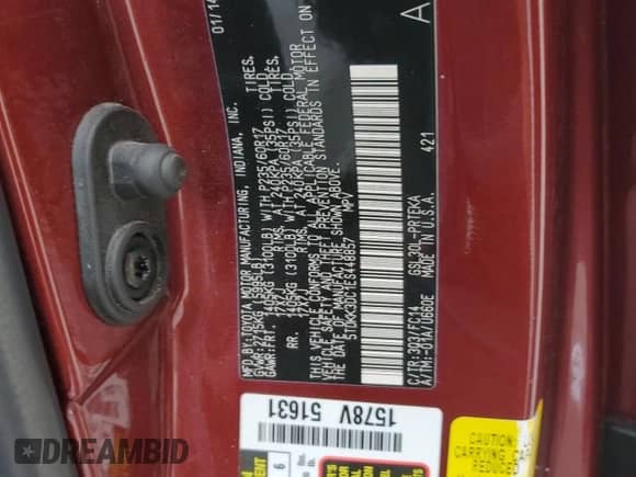 2014 Toyota Sienna LE AAS with VIN 5TDKK3DC1ES448857, listed as a Copart auction lot 61847415 with 186,586 mi miles and Salvage title. Bid and sale history available at DreamBid. Image 14.