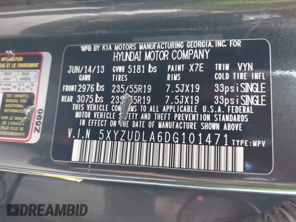 2013 Hyundai Santa Fe Sport с VIN 5XYZUDLA6DG101471, выставлен на аукционе IAAI как лот 42761834 с пробегом 135 191 миль миль и . История ставок и продаж доступна на DreamBid. Изображение 9.