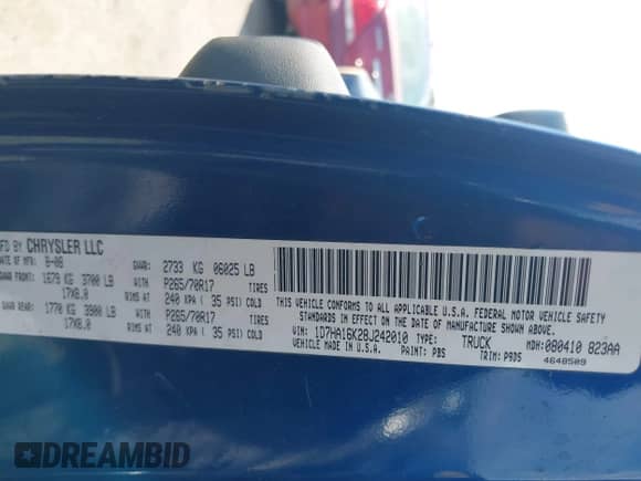 2008 Dodge 1500 ST с VIN 1D7HA16K28J242010, выставлен на аукционе IAAI как лот 43002989 с пробегом 128 284 миль миль и . История ставок и продаж доступна на DreamBid. Изображение 9.