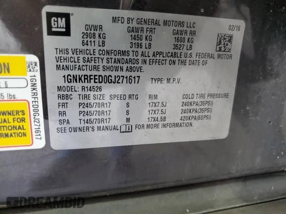 2016 Chevrolet Traverse LS с VIN 1GNKRFED0GJ271617, выставлен на аукционе Copart как лот 85122385 с пробегом 102 790 миль миль и Списание • Salvage title. История ставок и продаж доступна на DreamBid. Изображение 13.