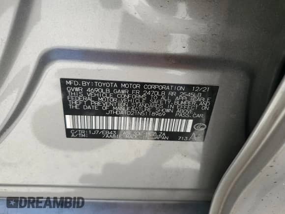 2022 Lexus IS 300 z VIN JTHDA1D21N5118969, wystawiony jako Copart lot #67208235 z przebiegiem 24 308 mil mil oraz Szkoda całkowita • Salvage title. Historia ofert i sprzedaży dostępna na DreamBid. Obrazek 13.