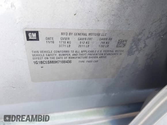 2017 Chevrolet Cruze LS с VIN 1G1BC5SM8H7188436, выставлен на аукционе IAAI как лот 43436566 с пробегом 39 342 миль миль и . История ставок и продаж доступна на DreamBid. Изображение 9.