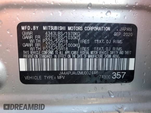 2021 Mitsubishi Outlander ES z VIN JA4APUAU2MU002446, wystawiony jako Copart lot #71511355 z przebiegiem 27 909 mil mil oraz Szkoda całkowita • Salvage title. Historia ofert i sprzedaży dostępna na DreamBid. Obrazek 14.