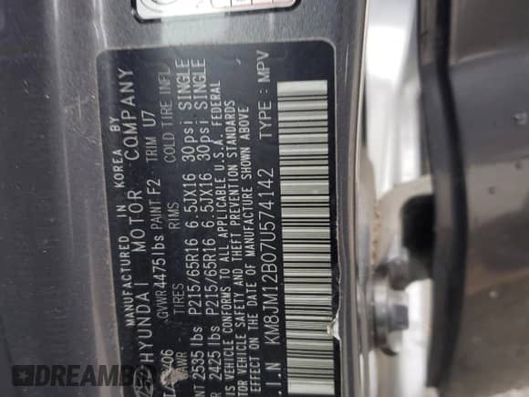 2007 Hyundai Tucson GLS с VIN KM8JM12B07U574142, выставлен на аукционе Copart как лот 81252195 с пробегом 88 374 миль миль и Списание • Salvage title. История ставок и продаж доступна на DreamBid. Изображение 13.