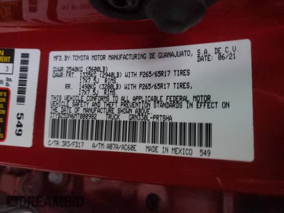 2021 Toyota Tacoma SR5 with VIN 3TYBZ5DN6MT000982, listed as a Copart auction lot 88558335 with 28,991 mi miles and Salvage title. Bid and sale history available at DreamBid. Image 12.