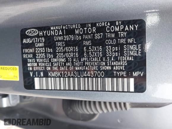 2020 Hyundai Kona SE с VIN KM8K12AA3LU443700, выставлен на аукционе IAAI как лот 43329365 с пробегом 106 224 миль миль и . История ставок и продаж доступна на DreamBid. Изображение 9.