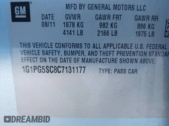 2012 Chevrolet Cruze 2LT с VIN 1G1PG5SC8C7131177, выставлен на аукционе IAAI как лот 43513695 с пробегом 110 237 миль миль и . История ставок и продаж доступна на DreamBid. Изображение 9.