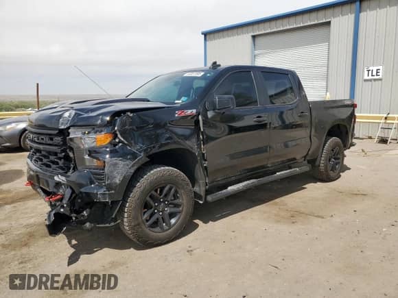 2024 Chevrolet Silverado 1500 Custom Trail Boss with VIN 3GCPDCEK8RG186393, listed as a Copart auction lot 53057895 with 26,915 mi miles and Salvage title. Bid and sale history available at DreamBid. Image 1.
