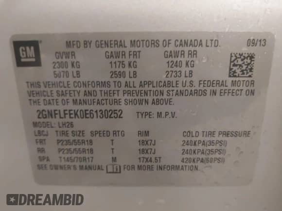 2014 Chevrolet Equinox LT с VIN 2GNFLFEK0E6130252, выставлен на аукционе IAAI как лот 43376059 с пробегом 84 237 миль миль и . История ставок и продаж доступна на DreamBid. Изображение 9.