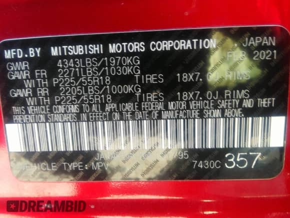 2021 Mitsubishi Outlander ES with VIN JA4APUAU1MU021795, listed as a IAAI auction lot 41149398 with 114,792 mi miles and . Bid and sale history available at DreamBid. Image 9.