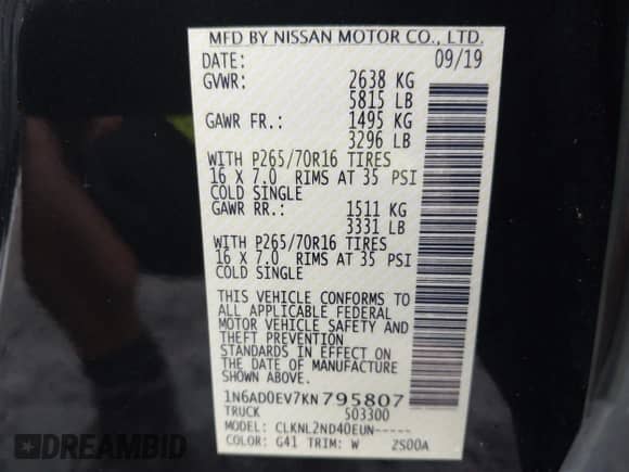 2019 Nissan Frontier SV с VIN 1N6AD0EV7KN795807, выставлен на аукционе IAAI как лот 42497400 с пробегом 110 224 миль миль и . История ставок и продаж доступна на DreamBid. Изображение 9.