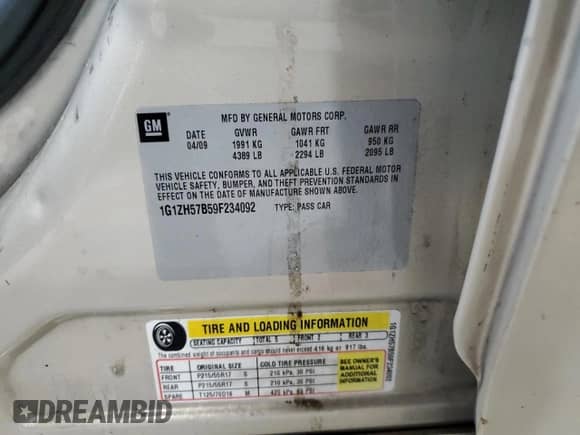 2009 Chevrolet Malibu 1LT с VIN 1G1ZH57B59F234092, выставлен на аукционе Copart как лот 86799655 с пробегом 166 471 миль миль и Списание • Salvage title. История ставок и продаж доступна на DreamBid. Изображение 13.