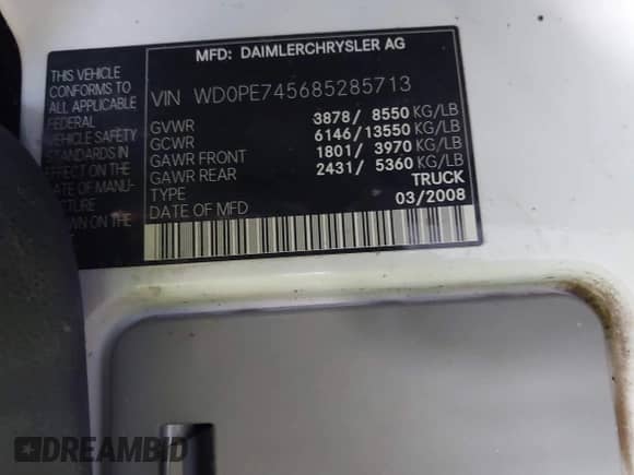 2008 Dodge Sprinter с VIN WD0PE745685285713, выставлен на аукционе IAAI как лот 42263341 с пробегом 287 964 миль миль и . История ставок и продаж доступна на DreamBid. Изображение 9.