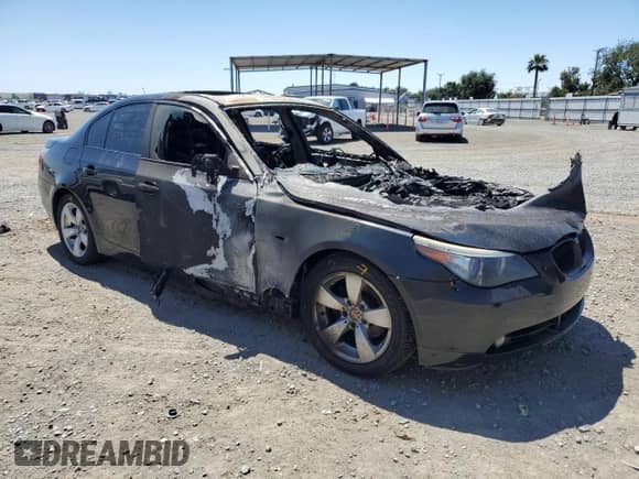 2007 BMW 5 Series 525i with VIN WBANE53527CW68691, listed as a Copart auction lot 57915145 with Not provided miles and Non repairable. Bid and sale history available at DreamBid. Image 4.