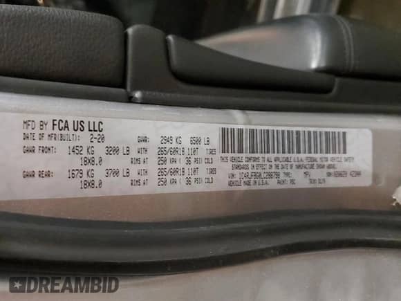 2020 Jeep Grand Cherokee Limited with VIN 1C4RJFBG0LC288798, listed as a Copart auction lot 81724805 with 147,528 mi miles and Salvage title. Bid and sale history available at DreamBid. Image 14.