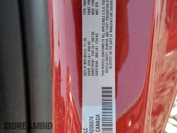 2024 Dodge Charger R/T with VIN 2C3CDBCK2RR206874, listed as a Copart auction lot 62059465 with 16 mi miles and Salvage title. Bid and sale history available at DreamBid. Image 13.